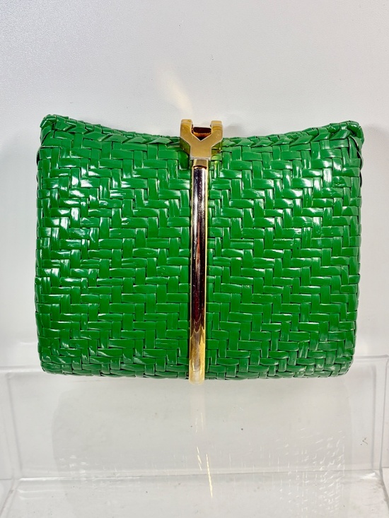 Rodo Handbags - RODO Italy GREEN Wicker Clutch 60s 70s Designer Purse HTF Vintage Evening Italy